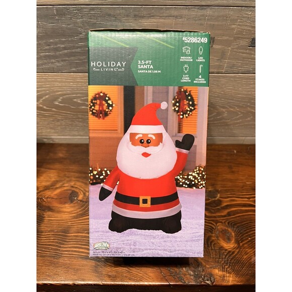 Inflatable Holiday Decor Outdoor 3.5-Ft LED Santa Waving Christmas #5286249 - Picture 1 of 3
